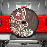 Bula Fiji Tagimaucia Mix Plumeria Masi Tapa Spare Tire Cover Brown