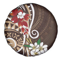 Bula Fiji Tagimaucia Mix Plumeria Masi Tapa Spare Tire Cover Brown