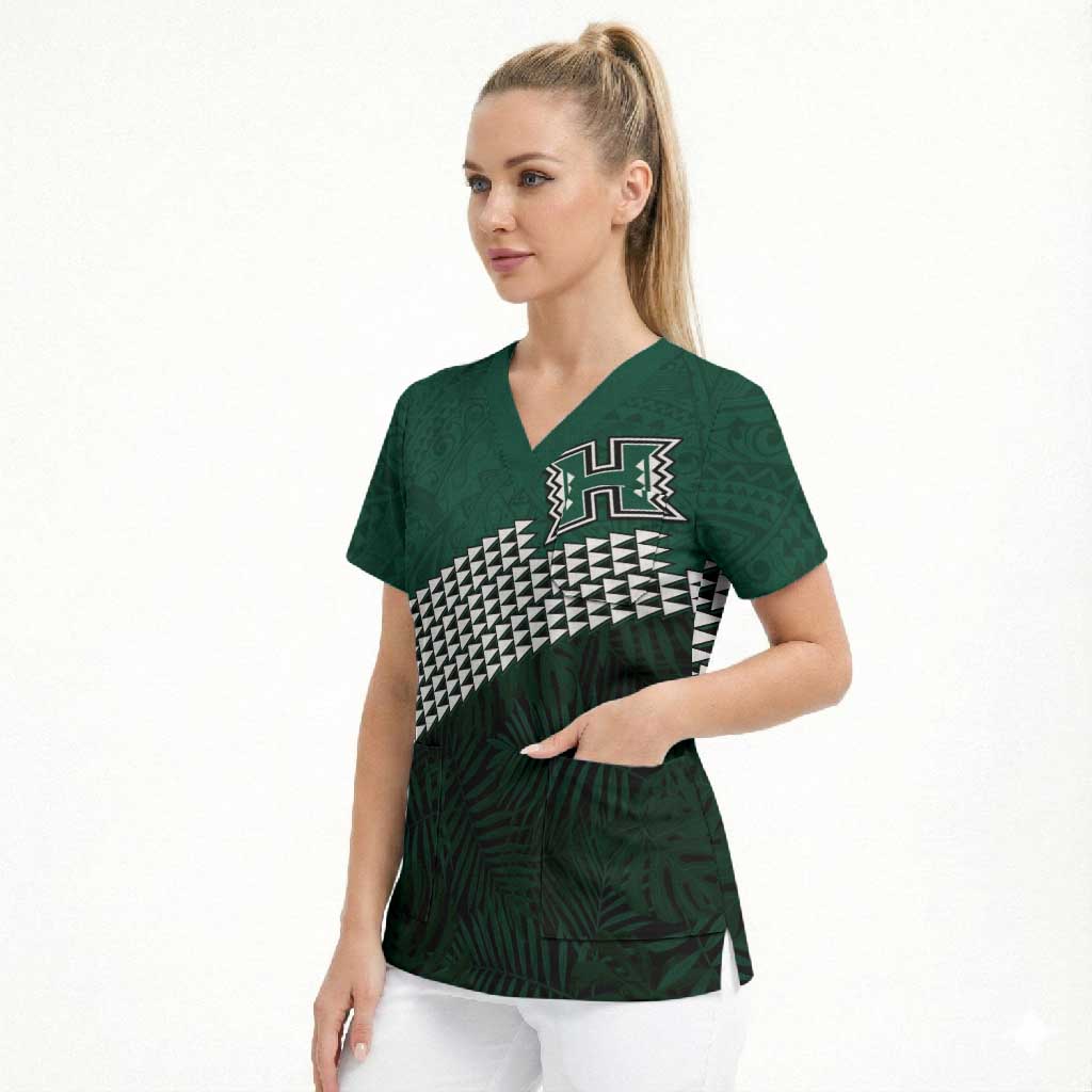Hawaii Rainbow Warriors Alumni Custom Scrub Top Kanaka Arrows Tropical Vibes