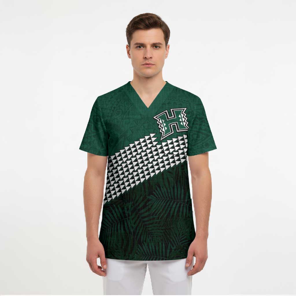 Hawaii Rainbow Warriors Alumni Custom Scrub Top Kanaka Arrows Tropical Vibes