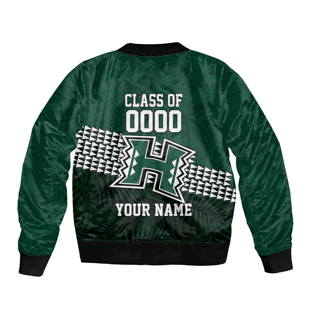Hawaii Rainbow Warriors Alumni Custom Sleeve Zip Bomber Jacket Kanaka Arrows Tropical Vibes