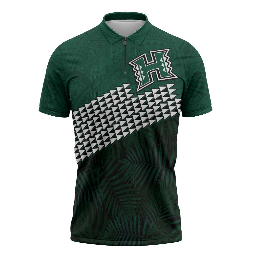Hawaii Rainbow Warriors Alumni Custom Zipper Polo Shirt Kanaka Arrows Tropical Vibes