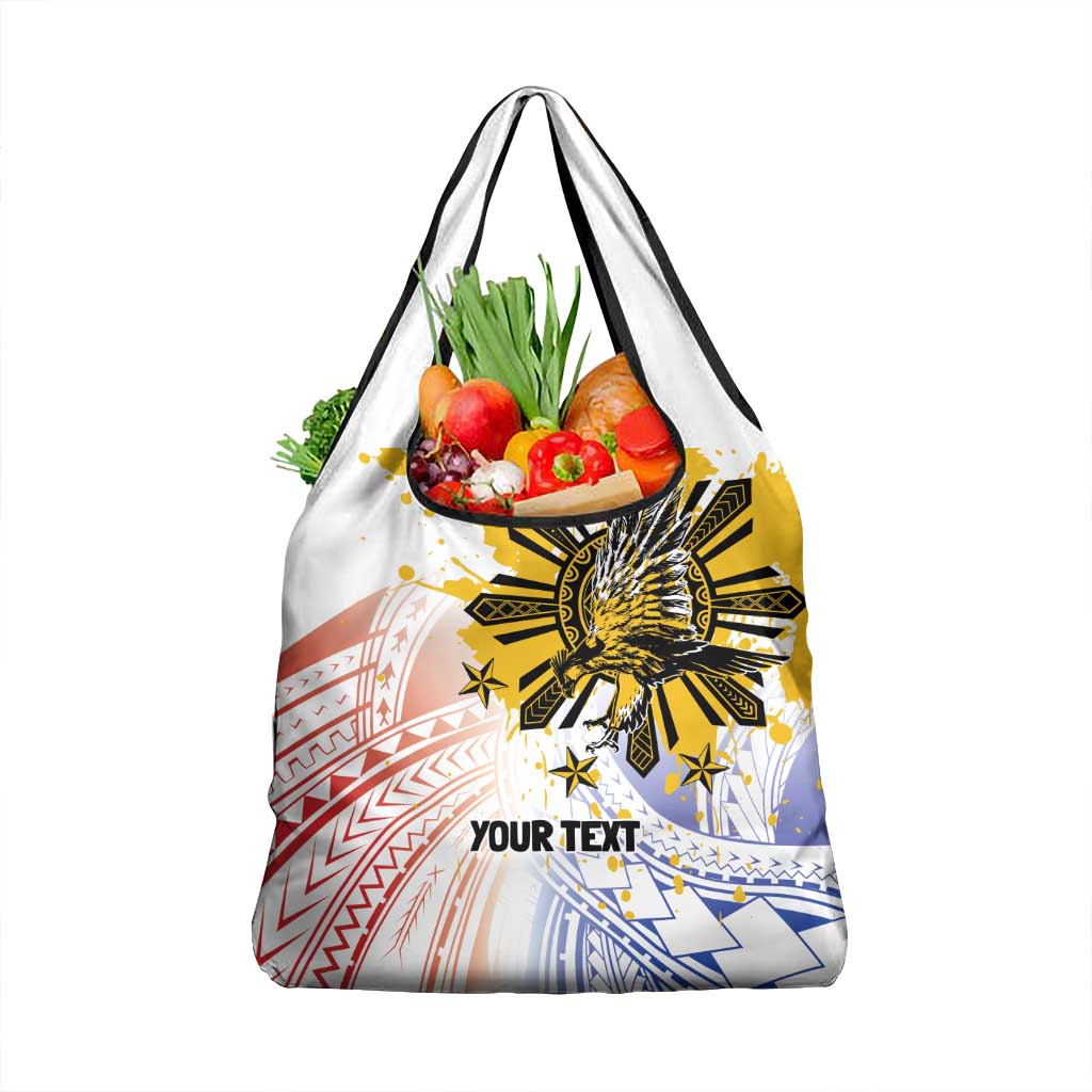 Philippines Independence Day Grocery Bag Eagle Mix Filipino Flag Tribal Style
