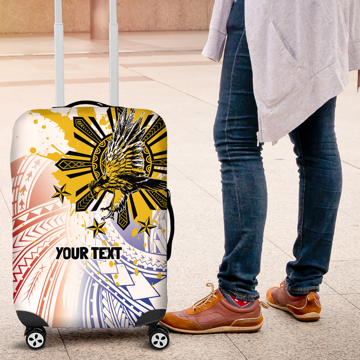 Philippines Independence Day Luggage Cover Eagle Mix Filipino Flag Tribal Style