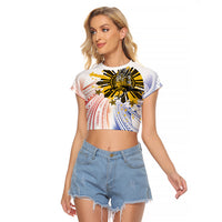 Philippines Independence Day Raglan Cropped T Shirt Eagle Mix Filipino Flag Tribal Style