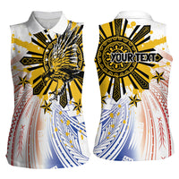 Philippines Independence Day Women Sleeveless Polo Shirt Eagle Mix Filipino Flag Tribal Style