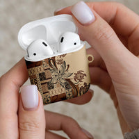 Talofa Samoa Mamanu Siapo Mix Malu AirPods Case Classic Beige Frangipani and Turtles