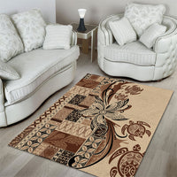 Talofa Samoa Mamanu Siapo Mix Malu Area Rug Classic Beige Frangipani and Turtles