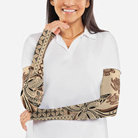 Talofa Samoa Mamanu Siapo Mix Malu Arm Sleeves Classic Beige Frangipani and Turtles