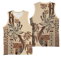 Talofa Samoa Mamanu Siapo Mix Malu Basketball Jersey Classic Beige Frangipani and Turtles