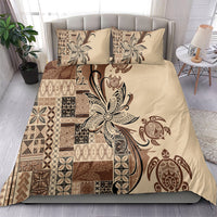 Talofa Samoa Mamanu Siapo Mix Malu Bedding Set Classic Beige Frangipani and Turtles