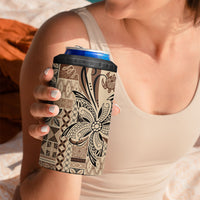 Talofa Samoa Mamanu Siapo Mix Malu 4 in 1 Can Cooler Tumbler Classic Beige Frangipani and Turtles