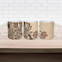 Talofa Samoa Mamanu Siapo Mix Malu Ceramic Mug Classic Beige Frangipani and Turtles