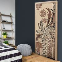 Talofa Samoa Mamanu Siapo Mix Malu Door Cover Classic Beige Frangipani and Turtles