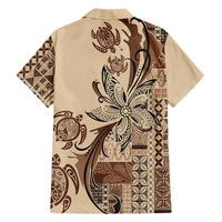 Talofa Samoa Mamanu Siapo Mix Malu Family Matching Long Sleeve Bodycon Dress and Hawaiian Shirt Classic Beige Frangipani and Turtles