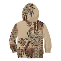 Talofa Samoa Mamanu Siapo Mix Malu Kid Hoodie Classic Beige Frangipani and Turtles