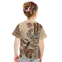 Talofa Samoa Mamanu Siapo Mix Malu Kid T Shirt Classic Beige Frangipani and Turtles