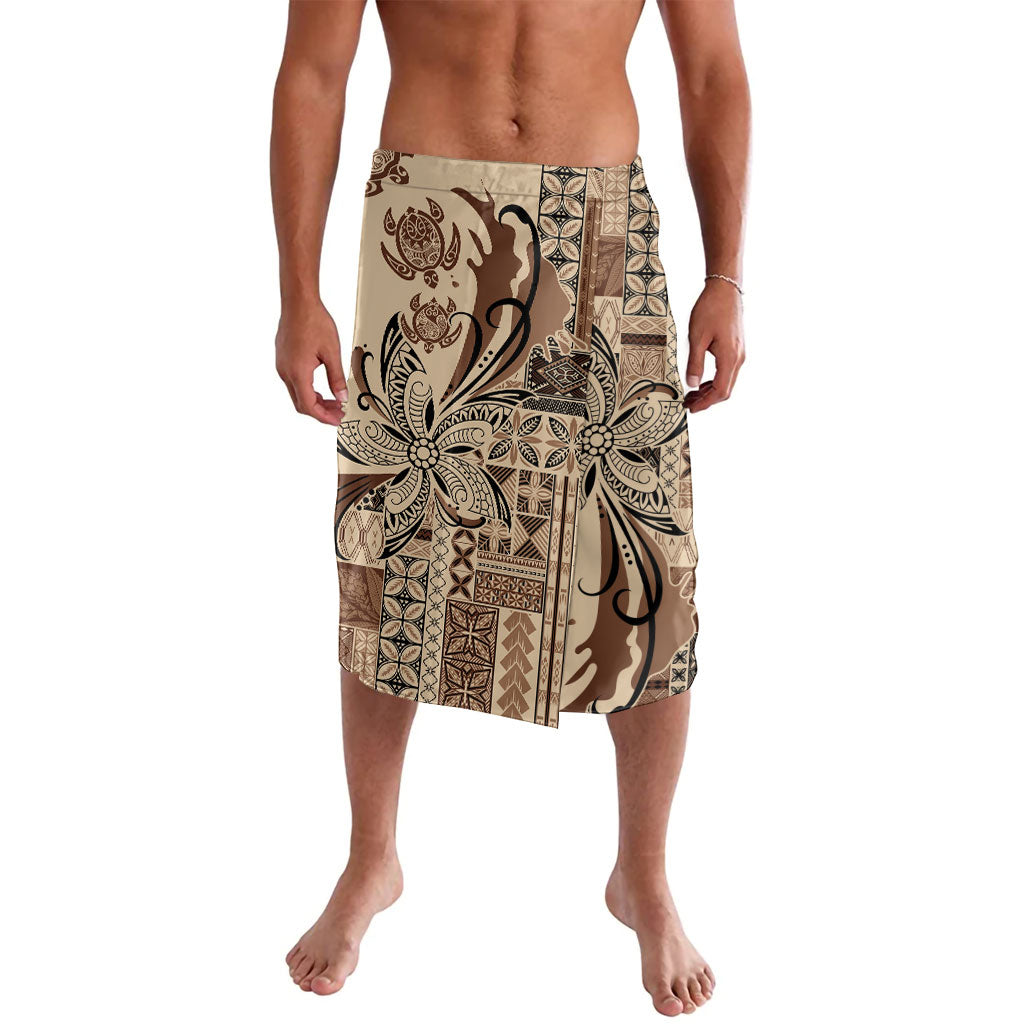 Talofa Samoa Mamanu Siapo Mix Malu Lavalava Classic Beige Frangipani and Turtles