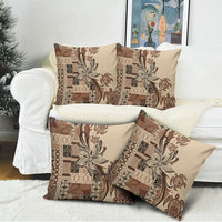 Talofa Samoa Mamanu Siapo Mix Malu Pillow Cover Classic Beige Frangipani and Turtles