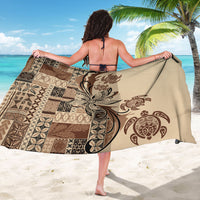 Talofa Samoa Mamanu Siapo Mix Malu Sarong Classic Beige Frangipani and Turtles