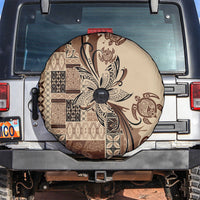 Talofa Samoa Mamanu Siapo Mix Malu Spare Tire Cover Classic Beige Frangipani and Turtles