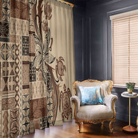 Talofa Samoa Mamanu Siapo Mix Malu Window Curtain Classic Beige Frangipani and Turtles LT7 - Polynesian Pride
