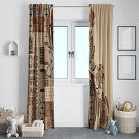 Talofa Samoa Mamanu Siapo Mix Malu Window Curtain Classic Beige Frangipani and Turtles LT7 - Polynesian Pride