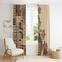Talofa Samoa Mamanu Siapo Mix Malu Window Curtain Classic Beige Frangipani and Turtles LT7 - Polynesian Pride