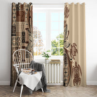 Talofa Samoa Mamanu Siapo Mix Malu Window Curtain Classic Beige Frangipani and Turtles LT7 - Polynesian Pride
