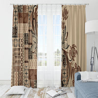Talofa Samoa Mamanu Siapo Mix Malu Window Curtain Classic Beige Frangipani and Turtles LT7 - Polynesian Pride