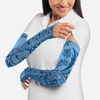 Talofa Samoa Mamanu Siapo Mix Malu Arm Sleeves Cool Blue Frangipani and Turtles