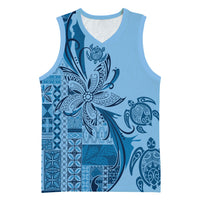 Talofa Samoa Mamanu Siapo Mix Malu Basketball Jersey Cool Blue Frangipani and Turtles