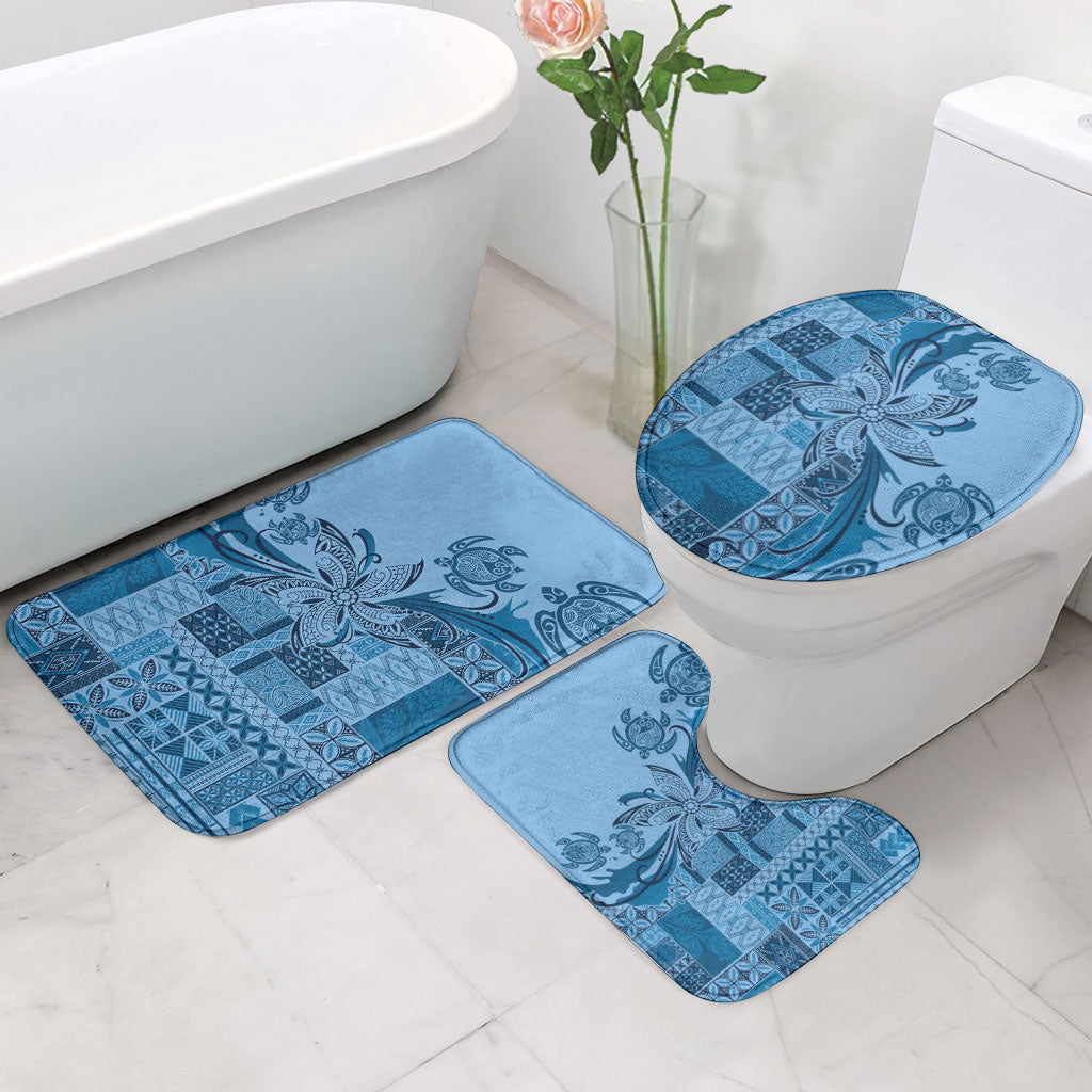 Talofa Samoa Mamanu Siapo Mix Malu Bathroom Set Cool Blue Frangipani and Turtles