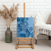 Talofa Samoa Mamanu Siapo Mix Malu Canvas Wall Art Cool Blue Frangipani and Turtles