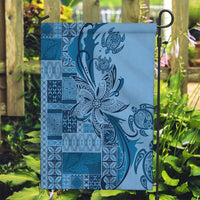 Talofa Samoa Mamanu Siapo Mix Malu Garden Flag Cool Blue Frangipani and Turtles