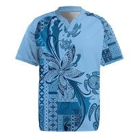 Talofa Samoa Mamanu Siapo Mix Malu Rugby Jersey Cool Blue Frangipani and Turtles
