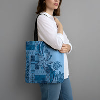 Talofa Samoa Mamanu Siapo Mix Malu Tote Bag Cool Blue Frangipani and Turtles LT7 - Polynesian Pride