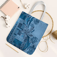 Talofa Samoa Mamanu Siapo Mix Malu Tote Bag Cool Blue Frangipani and Turtles LT7 White Strap One Size Blue - Polynesian Pride