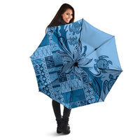 Talofa Samoa Mamanu Siapo Mix Malu Umbrella Cool Blue Frangipani and Turtles