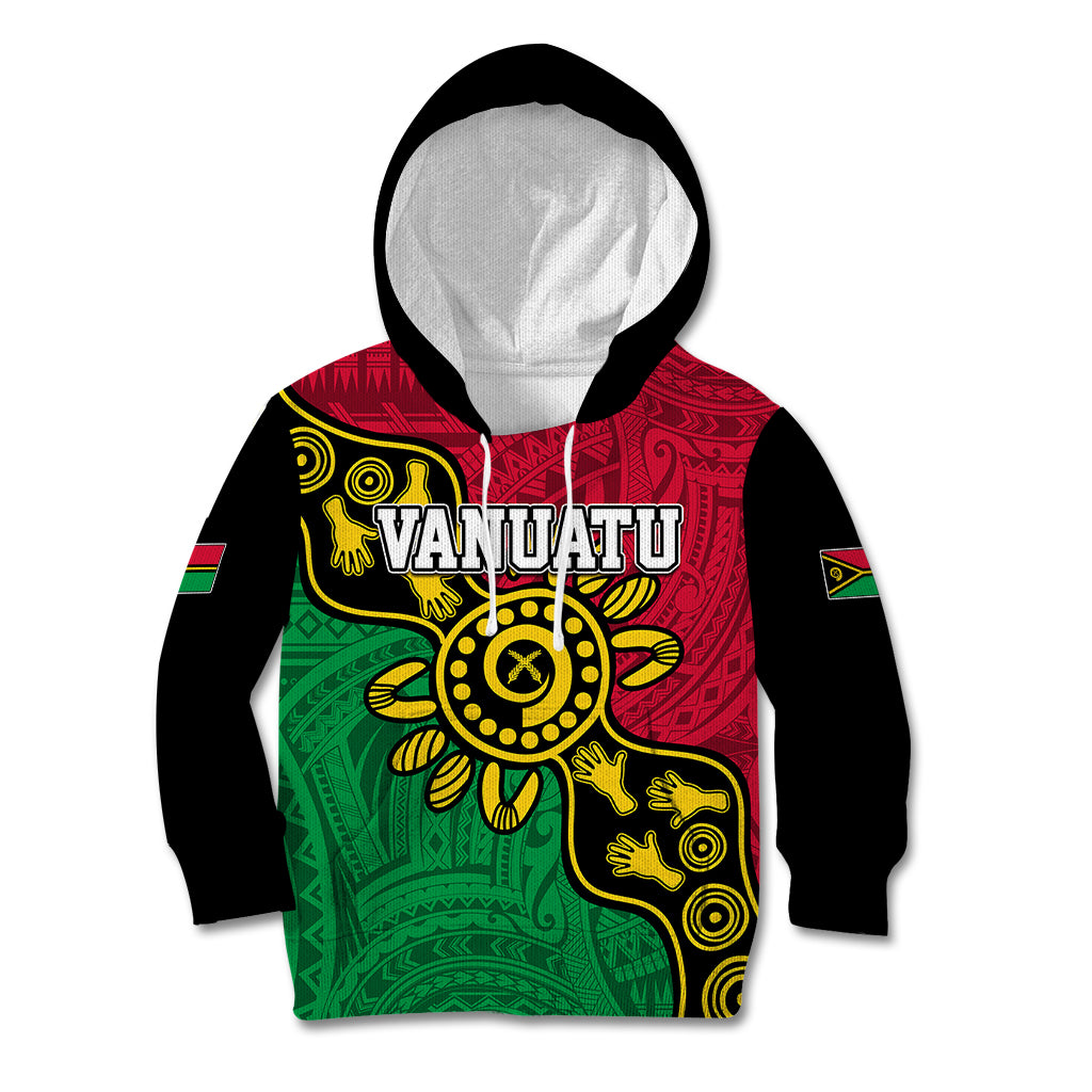 Personalised Vanuatu Kid Hoodie Mix Aboriginal Dot Art LT7 Hoodie Art - Polynesian Pride