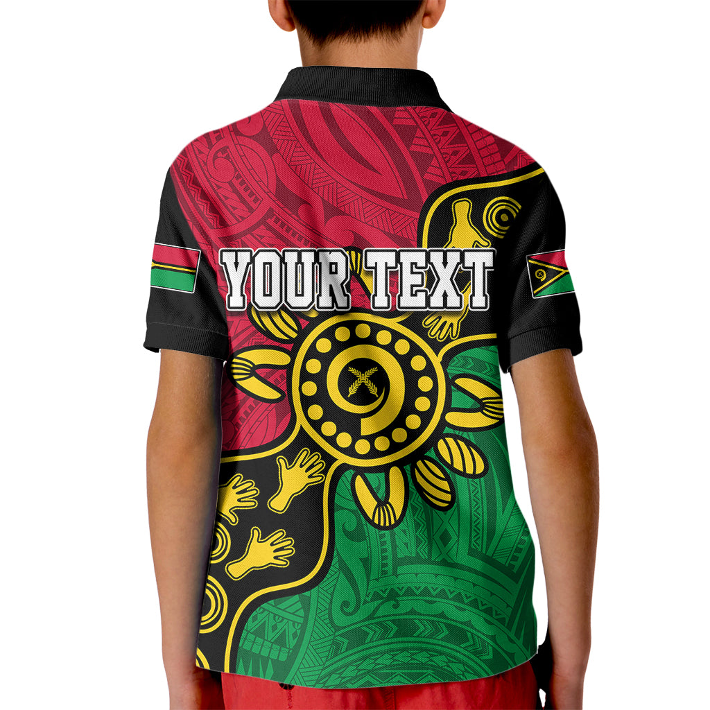 Personalised Vanuatu Kid Polo Shirt Mix Aboriginal Dot Art LT7 - Polynesian Pride