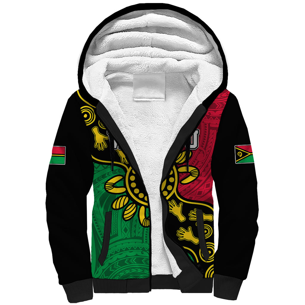 Personalised Vanuatu Sherpa Hoodie Mix Aboriginal Dot Art LT7 Unisex Art - Polynesian Pride