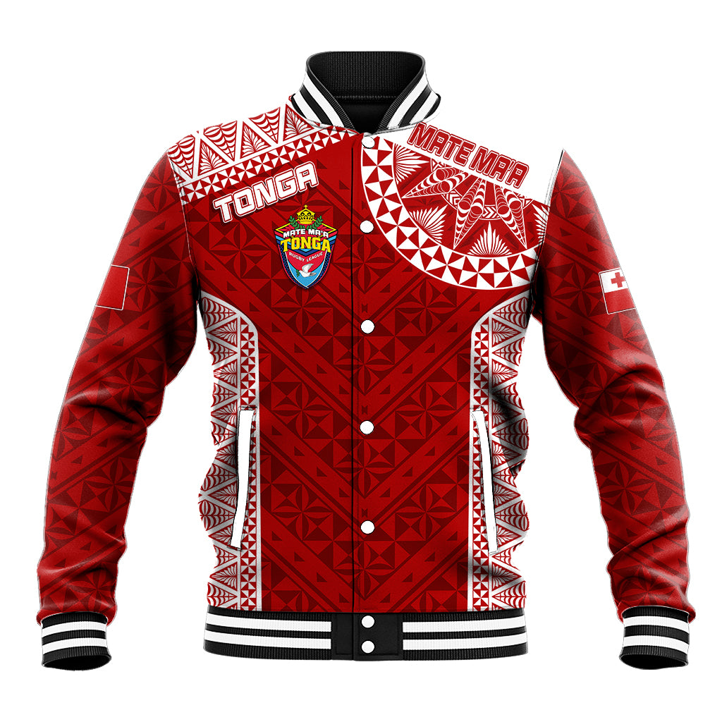 Personalised Tonga Rugby Baseball Jacket Mate Ma'a Tonga Champions LT7 Unisex Red - Polynesian Pride