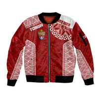 Personalised Tonga Rugby Sleeve Zip Bomber Jacket Mate Ma'a Tonga Champions LT7 Unisex Red - Polynesian Pride