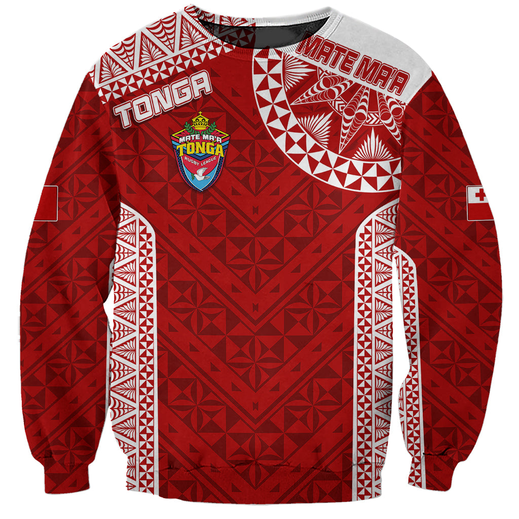 Personalised Tonga Rugby Sweatshirt Mate Ma'a Tonga Champions LT7 Unisex Red - Polynesian Pride