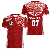 Personalised Tonga Rugby Women V Neck T Shirt Ikale Tahi Champions World Cup 2023 LT7 - Polynesian Pride
