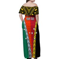 Personalised Papua New Guinea Mix Penama Family Matching Off Shoulder Maxi Dress and Hawaiian Shirt Tribal Patterns Half-Half Style LT7 - Polynesian Pride