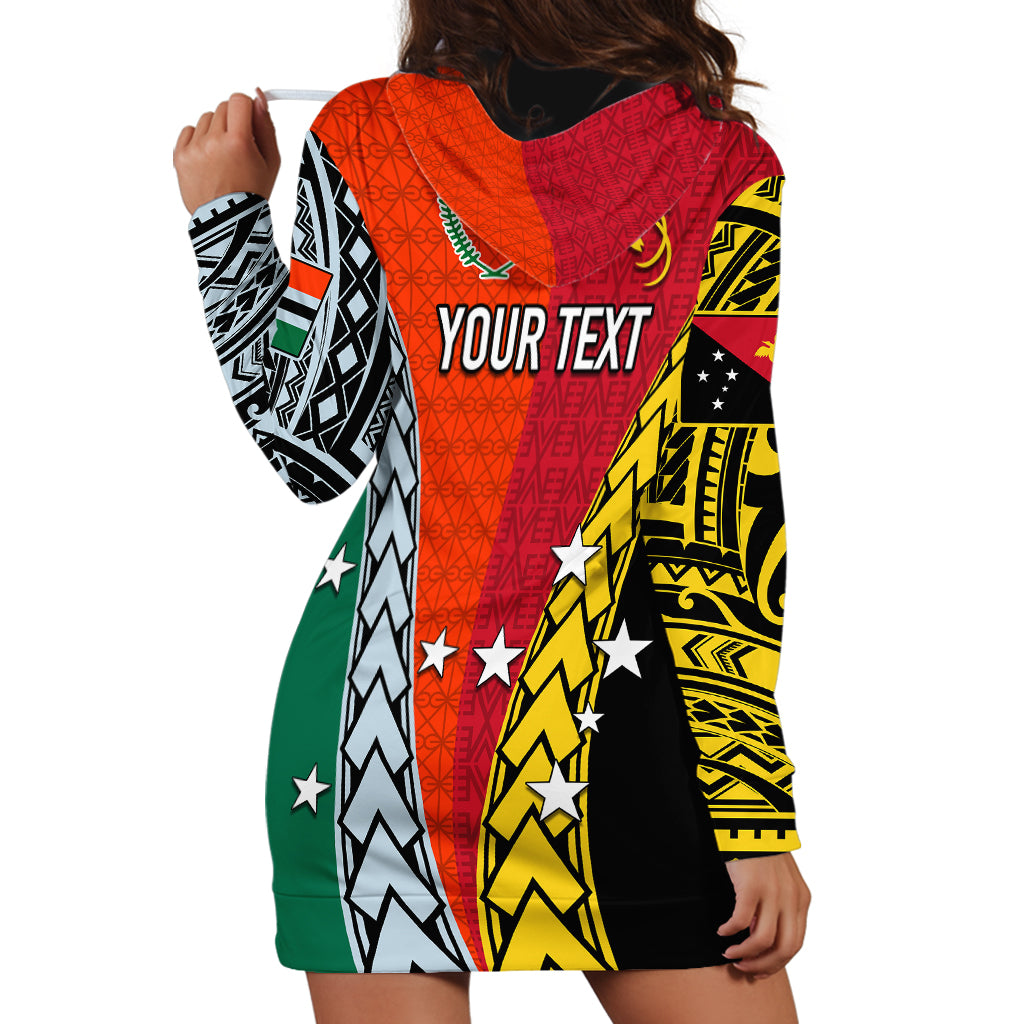 Personalised Papua New Guinea Mix Penama Hoodie Dress Tribal Patterns Half-Half Style LT7 - Polynesian Pride