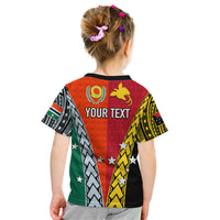 Personalised Papua New Guinea Mix Penama Kid T Shirt Tribal Patterns Half-Half Style LT7 - Polynesian Pride