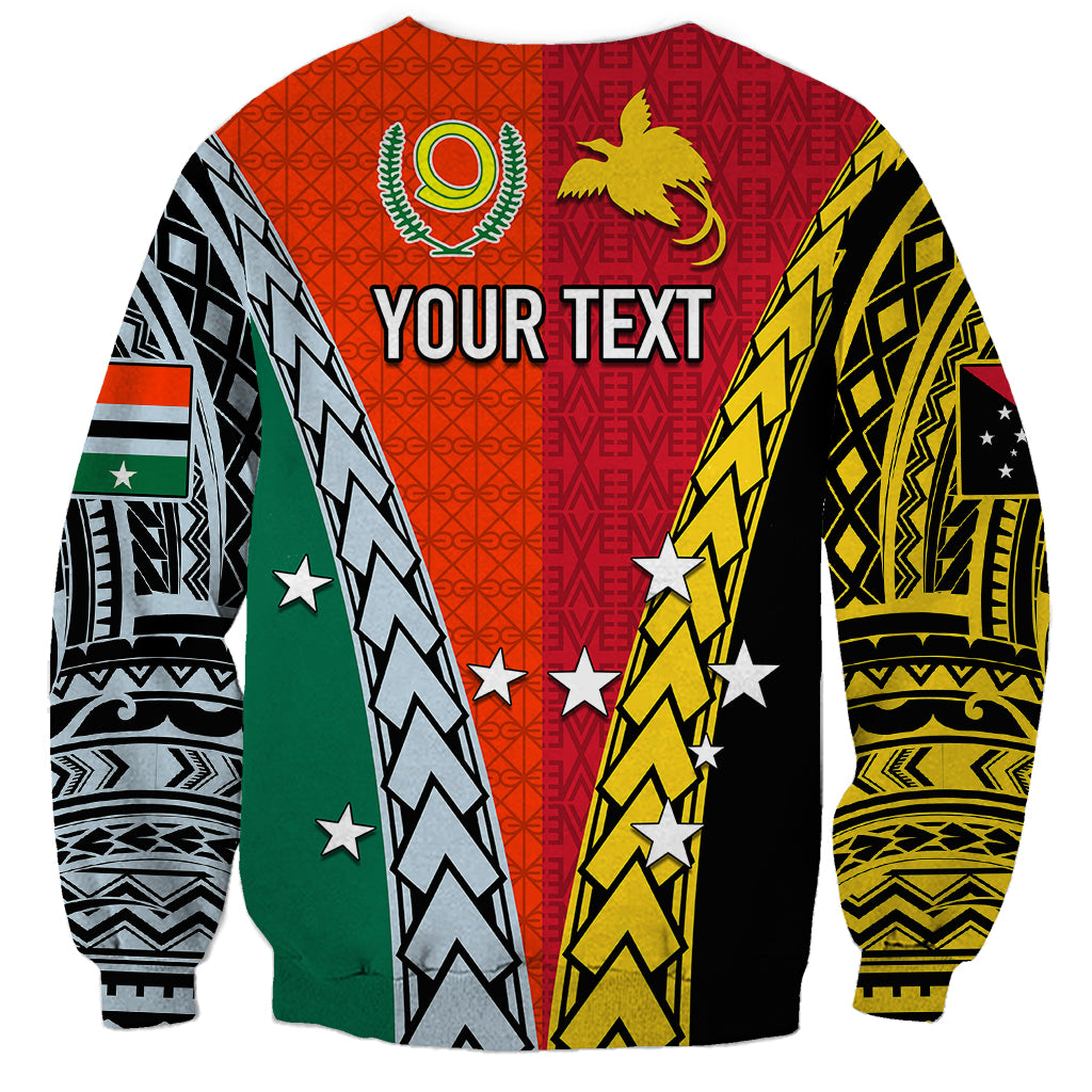 Personalised Papua New Guinea Mix Penama Sweatshirt Tribal Patterns Half-Half Style LT7 - Polynesian Pride